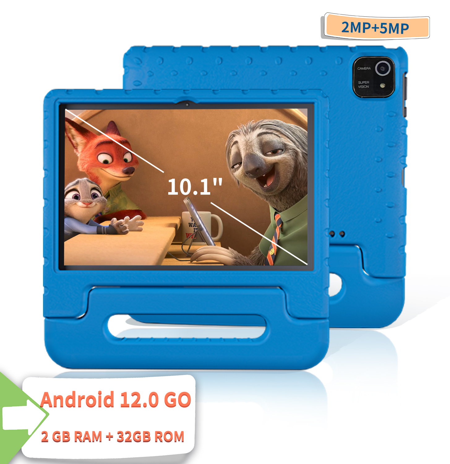 Kids Tablet, NOBKLEN 10" WiFi Tablet for Kids, Android GO 12.0 Toddler Tablet with Dual Camera 